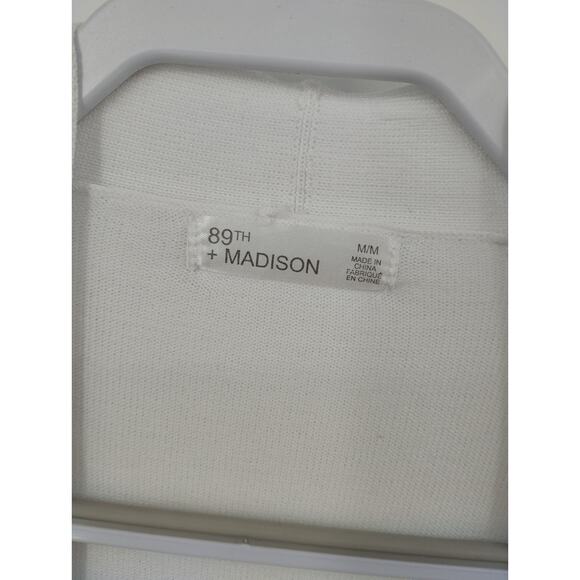 89th + Madison White Rib Open Front Cardigan Women's M - Picture 3 of 7